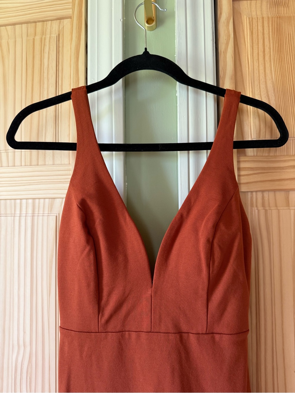 Lulu's Rust Deep V Bodycon Mini Dress - Picture 2 of 6